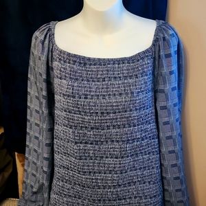 Plaid gather n the front blouse